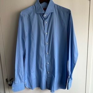 ISAIA Light Blue Cotton Dress Shirt